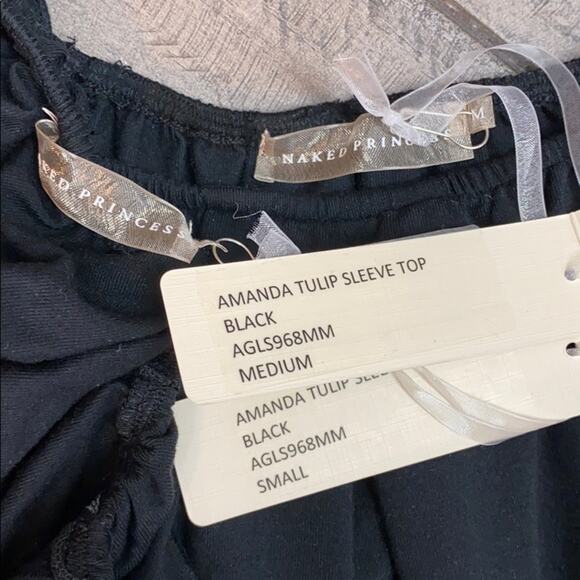 Naked Princess Amanda Tulip Sleeve Top Black NWT Size Medium - Picture 5 of 6